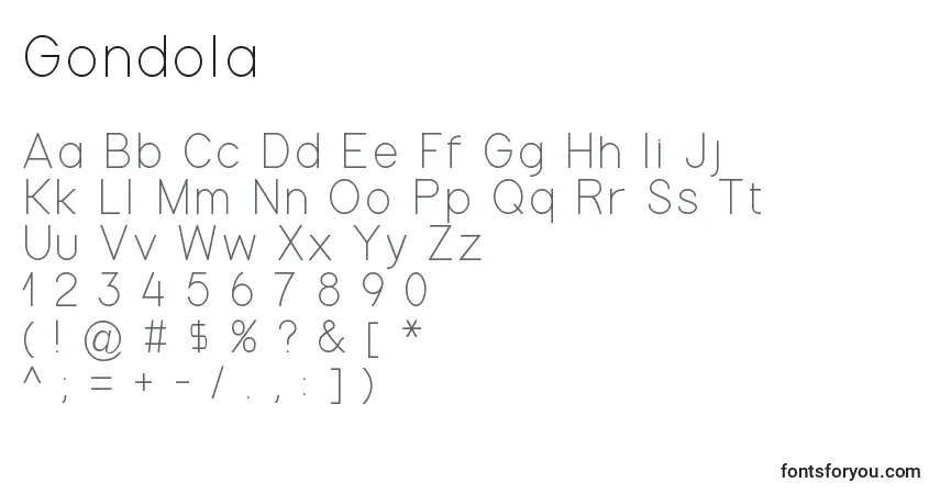 A fonte Gondola – alfabeto, números, caracteres especiais