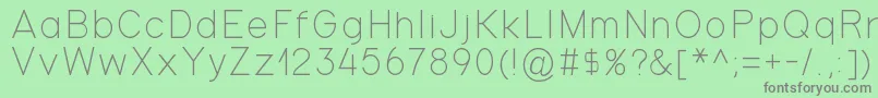 Gondola-fontti – harmaat kirjasimet vihreällä taustalla