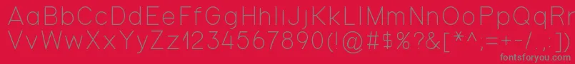 Gondola-fontti – harmaat kirjasimet punaisella taustalla