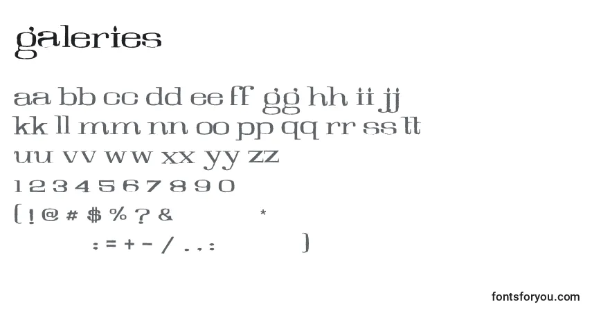 Czcionka Galeries – alfabet, cyfry, specjalne znaki