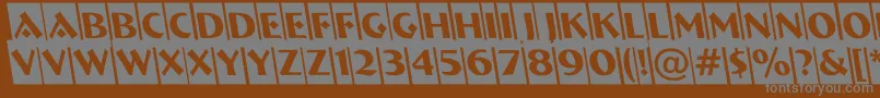 ABremencmrevobl-fontti – harmaat kirjasimet ruskealla taustalla
