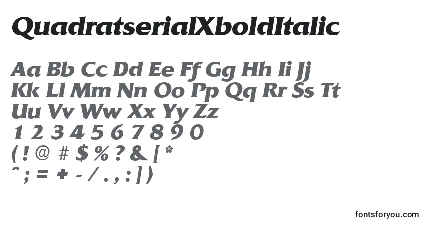 QuadratserialXboldItalicフォント–アルファベット、数字、特殊文字