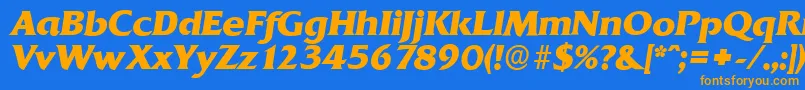 QuadratserialXboldItalic Font – Orange Fonts on Blue Background