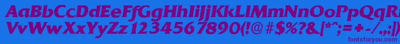 QuadratserialXboldItalic Font – Purple Fonts on Blue Background