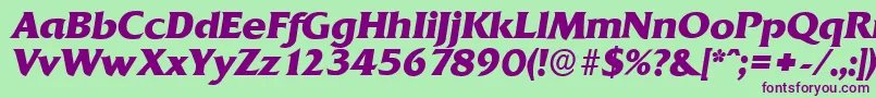 Шрифт QuadratserialXboldItalic – фиолетовые шрифты на зелёном фоне