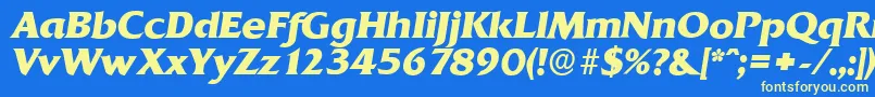 QuadratserialXboldItalic Font – Yellow Fonts on Blue Background