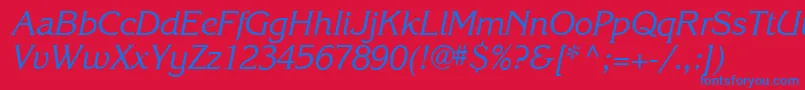 フォントKarlajohnson5Cursivesh – 赤い背景に青い文字