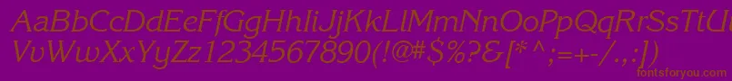 フォントKarlajohnson5Cursivesh – 紫色の背景に茶色のフォント