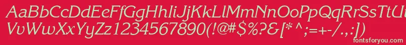 フォントKarlajohnson5Cursivesh – 赤い背景に緑の文字
