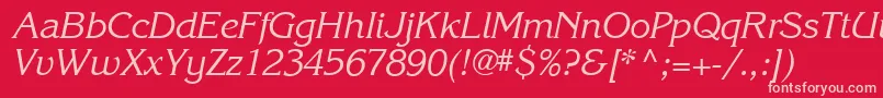Karlajohnson5Cursivesh-fontti – vaaleanpunaiset fontit punaisella taustalla