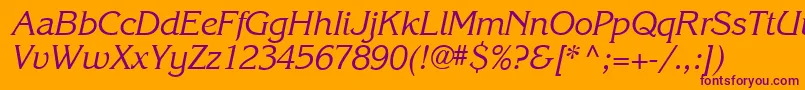 Karlajohnson5Cursivesh-fontti – violetit fontit oranssilla taustalla
