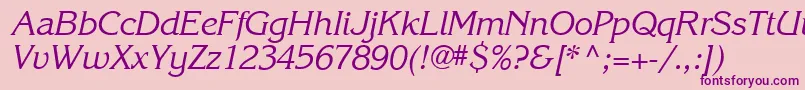 Karlajohnson5Cursivesh-fontti – violetit fontit vaaleanpunaisella taustalla