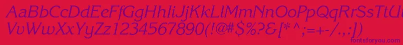 Karlajohnson5Cursivesh-fontti – violetit fontit punaisella taustalla