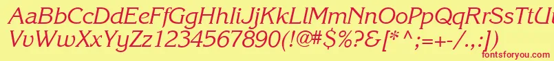 フォントKarlajohnson5Cursivesh – 赤い文字の黄色い背景