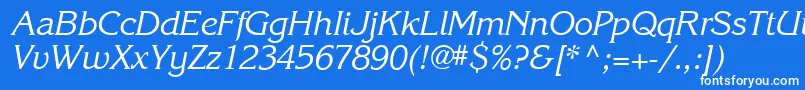 Шрифт Karlajohnson5Cursivesh – белые шрифты на синем фоне