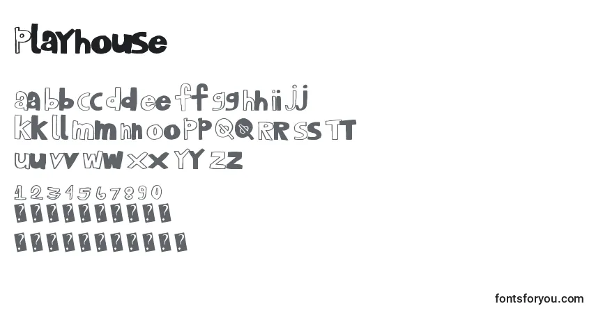 Playhouse-fontti – aakkoset, numerot, erikoismerkit
