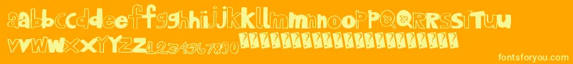 Playhouse-Schriftart – Gelbe Schriften auf orangefarbenem Hintergrund