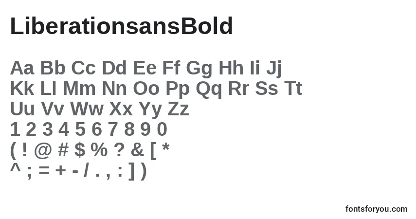 A fonte LiberationsansBold – alfabeto, números, caracteres especiais