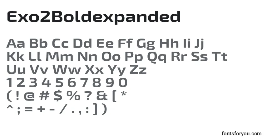 Schriftart Exo2Boldexpanded – Alphabet, Zahlen, spezielle Symbole