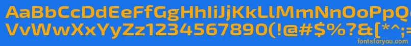 フォントExo2Boldexpanded – オレンジ色の文字が青い背景にあります。