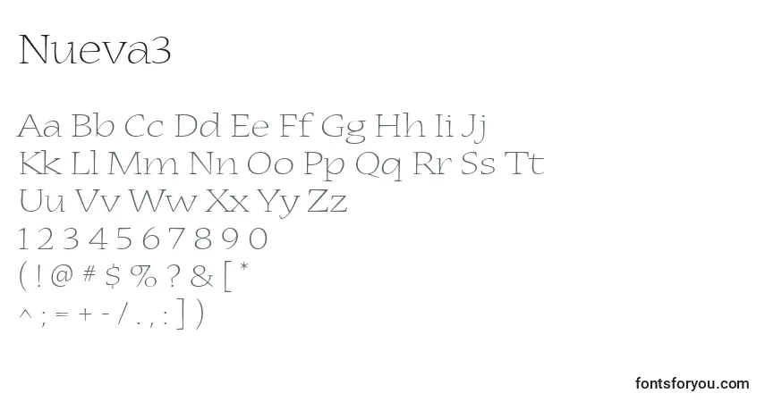 Schriftart Nueva3 – Alphabet, Zahlen, spezielle Symbole