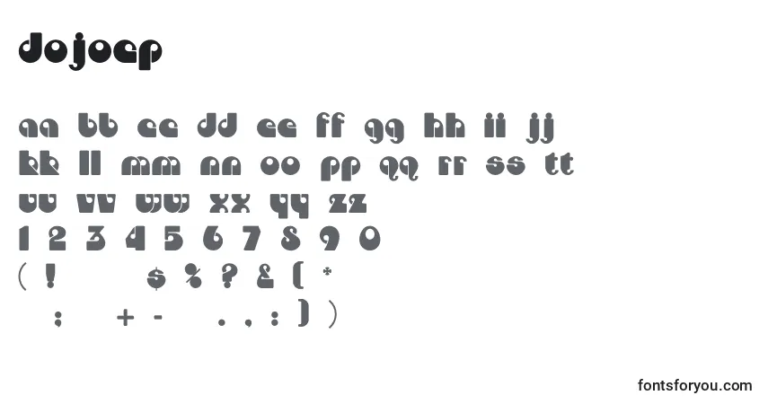 Schriftart Dojocp – Alphabet, Zahlen, spezielle Symbole