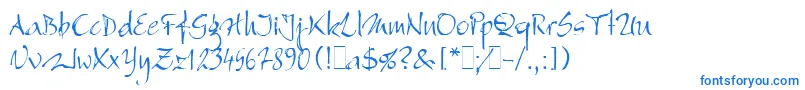 フォントBergellLetPlain.1.0 – 白い背景に青い文字