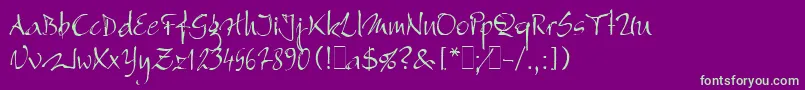 BergellLetPlain.1.0 Font – Green Fonts on Purple Background