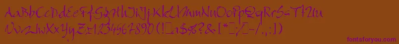 BergellLetPlain.1.0 Font – Purple Fonts on Brown Background