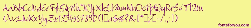Шрифт BergellLetPlain.1.0 – фиолетовые шрифты на жёлтом фоне