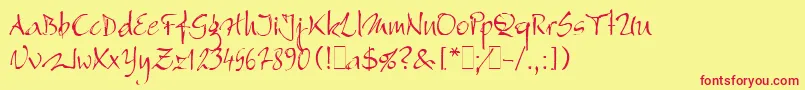 BergellLetPlain.1.0 Font – Red Fonts on Yellow Background