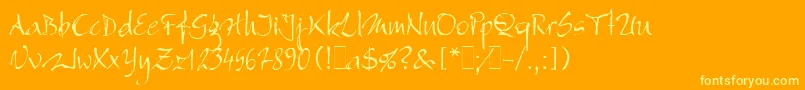 BergellLetPlain.1.0-Schriftart – Gelbe Schriften auf orangefarbenem Hintergrund