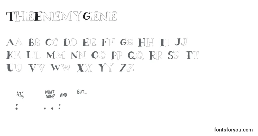 Шрифт TheEnemyGene – алфавит, цифры, специальные символы
