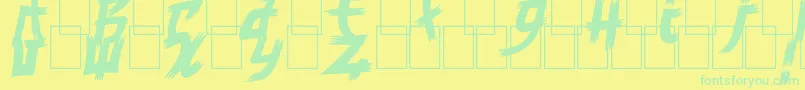 MangaStyle-Schriftart – Grüne Schriften auf gelbem Hintergrund