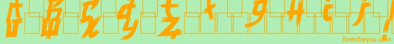 MangaStyle-Schriftart – Orangefarbene Schriften auf grünem Hintergrund