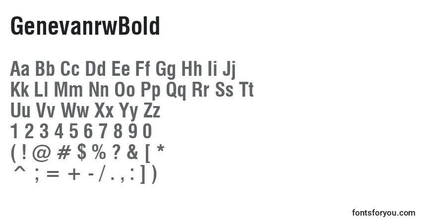 Czcionka GenevanrwBold – alfabet, cyfry, specjalne znaki
