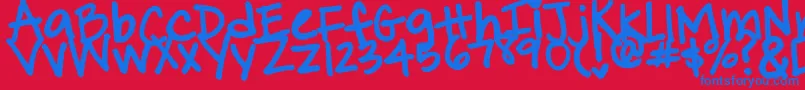 フォントPinkyPromise – 赤い背景に青い文字