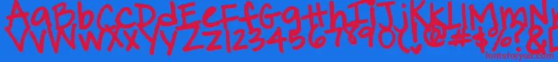 PinkyPromise Font – Red Fonts on Blue Background