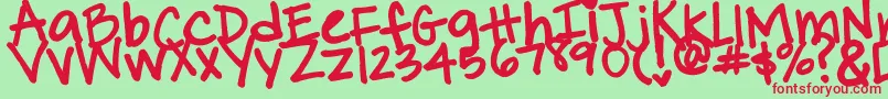 PinkyPromise-Schriftart – Rote Schriften auf grünem Hintergrund