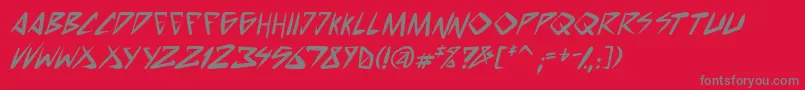 SpacePunkBoldItalic-Schriftart – Graue Schriften auf rotem Hintergrund