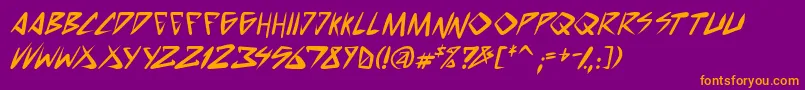 SpacePunkBoldItalic Font – Orange Fonts on Purple Background