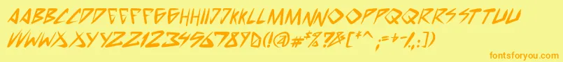 SpacePunkBoldItalic Font – Orange Fonts on Yellow Background