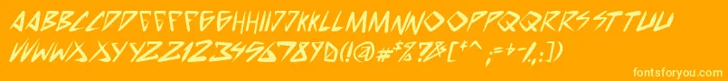 SpacePunkBoldItalic-Schriftart – Gelbe Schriften auf orangefarbenem Hintergrund