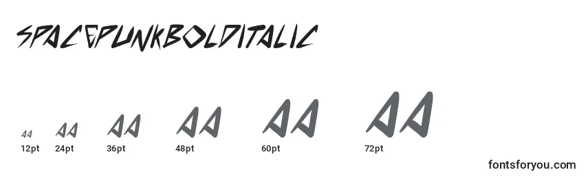 Размеры шрифта SpacePunkBoldItalic