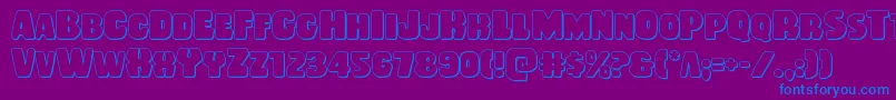 Czcionka Rubberboy3D – niebieskie czcionki na fioletowym tle
