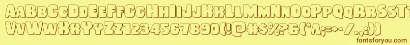 Rubberboy3D-Schriftart – Braune Schriften auf gelbem Hintergrund
