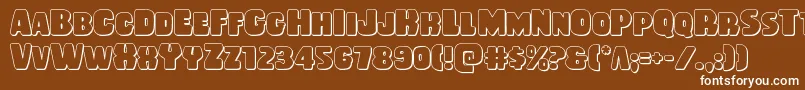 Rubberboy3D-Schriftart – Weiße Schriften auf braunem Hintergrund