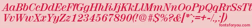 フォントValenciaDemiboldita – ピンクの背景に赤い文字