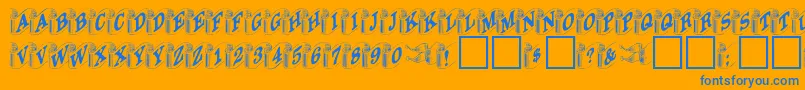 DanielRegular-Schriftart – Blaue Schriften auf orangefarbenem Hintergrund