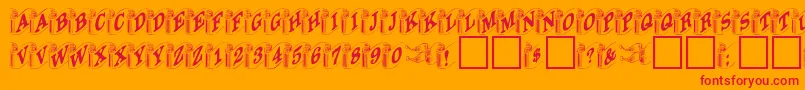 DanielRegular-Schriftart – Rote Schriften auf orangefarbenem Hintergrund